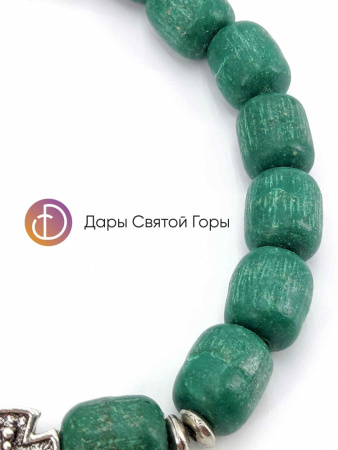 Браслет-четки ладанный зеленый 17 зерен